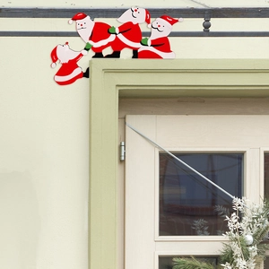 Detail of cartoon Santa Claus wooden corner hanger decoration for door frames and windows