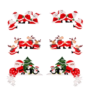 Christmas Santa Claus and reindeer door frame stickers with holiday festive decorations