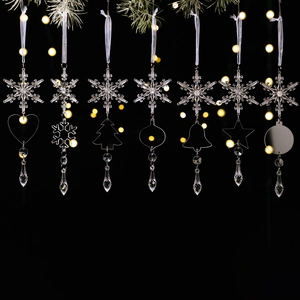 7pcs clear acrylic Christmas icicle ornaments with snowflake and star hanging pendants