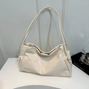 Women Large Capacity Soft PU Leather Tote Bag Fashion Korean Style Pleated Shoulder Bag Casual Work Handbag With Knots