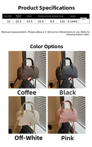 Detailed size chart and dimensions for the vintage geometric shell handbag for women