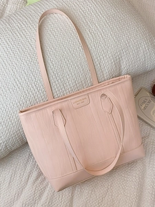 Women Wavy Embossed PU Leather Tote Bag Large Capacity Shoulder Handbag Casual Commute Fashionable Ladies Work Travel Bag