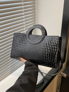 Borsa a Mano da Donna in PU alla Moda con Motivo a Coccodrillo Vintage Borsa a Tracolla con Manico Superiore per l'Uso Quotidiano