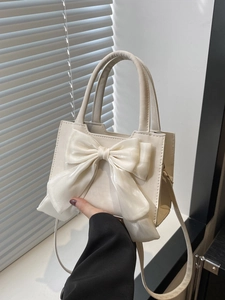 Borsa A Mano Donna Fiocco Dolce Pelle PU Piccola Quadrata Borsa A Tracolla Manico Superiore Borsa Elegante Ragazze