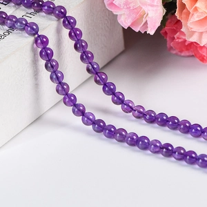 Perle tonde in ametista naturale per gioielli con finitura in cristallo viola traslucido