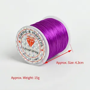 Purple elastic crystal string roll for jewelry making, 4.3cm spool for DIY beading