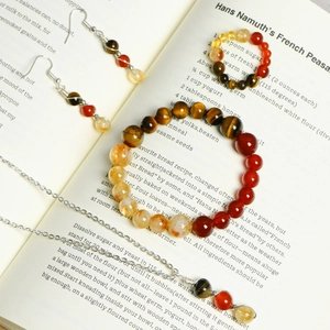 Natürlicher Kristall Sternzeichen Schmuck Damen Herren Handgefertigt Drahtgewickelt Heilstein Armband Halskette Ohrringe Ring Zubehör