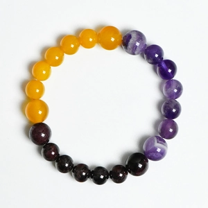 Armband aus natürlichen Kristallperlen mit Citrin, Amethyst und Granat-Edelsteinen