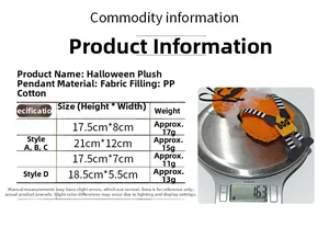 Tableau des tailles détaillé montrant les dimensions des breloques d'Halloween