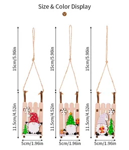 Size chart for wooden Christmas gnome sled ornaments with dimensions in cm and inches