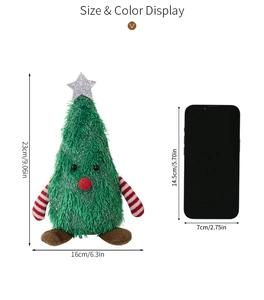 Size display of 23cm plush Christmas tree doll with built-in lights and starry top