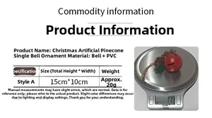 Detailed size chart for Christmas pinecone bell pendant measuring 15cm by 10cm