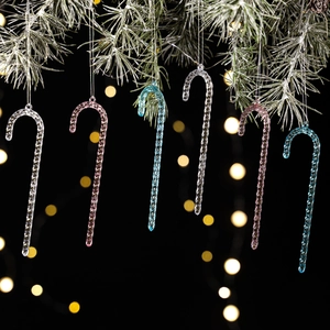 Acrylic Transparent Candy Cane Christmas Tree Hanging Ornaments Spiral Twisted Icicle Xmas Holiday Decoration Pendants