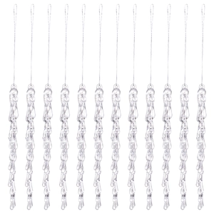 Set de 12 carámbanos de acrílico transparente para árbol de Navidad y decoración de invierno