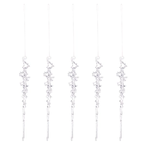 5-piece set of transparent acrylic icicle ornaments for Christmas tree decoration