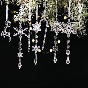 Klar Acryl Weihnachtsanhänger Set Mit Rentier Schneeflocke Eiszapfen Zuckerstange Designs Für Hausbaum Dekoration