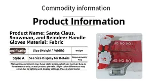 Detailed view of Christmas fabric handle covers with Santa Claus and HO HO HO text