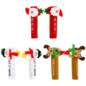 6-pack Christmas handle covers featuring Santa, snowman, and reindeer designs