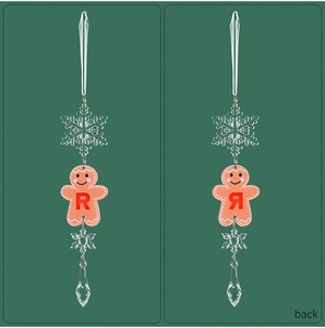 Detailed front and back views of a clear acrylic gingerbread man Christmas tree ornament