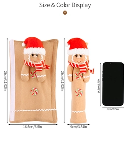 Detailed size and color display of gingerbread man Christmas fridge handle covers