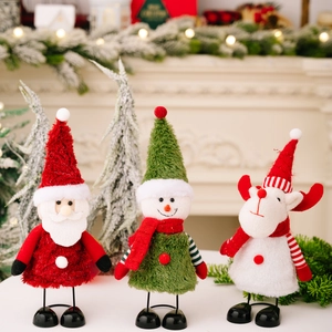 Weihnachten Sprungbein Puppe Ornamente Plüsch Weihnachtsmann Schneemann Elch Stehende Figuren Für Zuhause Tisch Xmas Party Deko