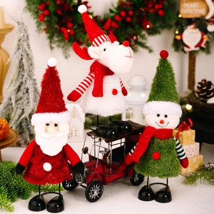 Three Christmas plush doll set featuring Santa, Reindeer and Snowman for festive decor