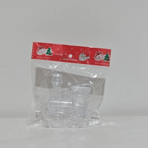 Adorno de Navidad tren de vapor de acrílico transparente en embalaje de venta al por menor