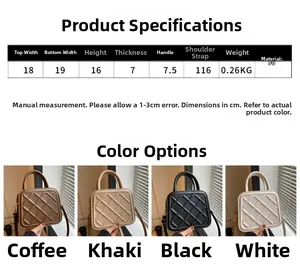 Tableau des tailles et dimensions pour le mini sac à bandoulière en cuir PU matelassé