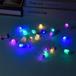 Guirlande Lumineuse LED en Pierre de Cristal Naturel Améthyste Quartz Rose Fluorite Alimentée par USB Batterie Décoration Maison