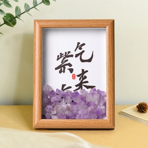 3D Ξύλινη Κορνίζα Shadow Box Με Φυσικούς Κρυστάλλους Κινεζική Τέχνη Καλλιγραφίας Για Διακόσμηση Τραπεζιού Σπιτιού Γραφείου
