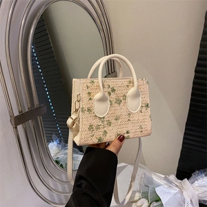 Mini Crossbody Bag Floral Lace Embroidered Handbag PU Leather Small Square Box Purse For Women French Vintage Style