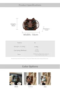 Detailed size specifications for woven bucket bag with 106cm shoulder strap dimensions