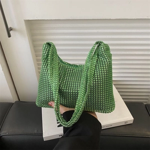 Sac Fourre-tout en Maille de Strass pour Femmes Sac de Soirée Scintillant Mode de Luxe Sac à Main pour Mariage Banquet Femme