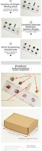Detailed set of natural chakra crystals and tumbled stones with English guidance cards