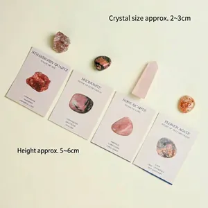 Natural crystal chakra set with polished stones, pillars and healing properties cards