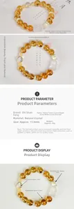 Dettaglio del bracciale artigianale in citrino e quarzo trasparente con inserti argento