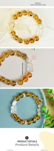 Dettaglio del bracciale con citrino, Pixiu in quarzo bianco e perla elegante