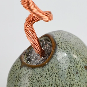 Mini árbol de cristal con hilo de cobre y base de cerámica para decoración de casa