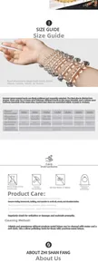 Size guide for natural quartz bracelet showing bead diameters from 6mm up to 18mm