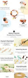Detail showing the handmade process of multicolor 10mm natural gemstone beaded bracelet