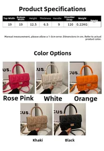 Detailed size specifications and dimensions guide for quilted PU leather crossbody bag