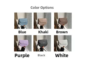 Detailed grid view of stylish PU leather saddle bags in six assorted trendy colors