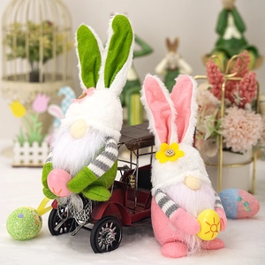 Easter gnome plush set with rabbit ears and colorful eggs for festive home decoration