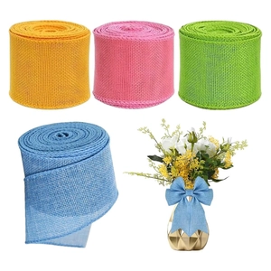 Cintas de arpillera de Pascua en amarillo rosa verde azul para decoración de fiestas DIY