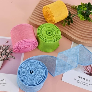 Cintas de arpillera pastel en rosa, amarillo, verde y azul para manualidades de Pascua