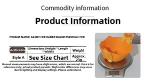 Detailed specifications of orange Easter felt bunny basket showing weight and material