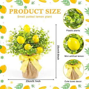Size chart for small potted artificial lemon plant with dimensions 25cm high and 23cm wide