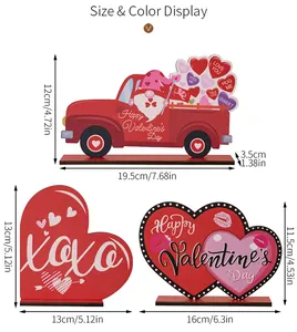 Size specifications for Valentine's Day wood truck and heart desktop decorations