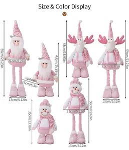 Size chart for pink sequin Santa, Reindeer, and Snowman Christmas decorations