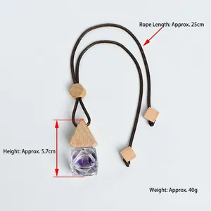 Triangle crystal car perfume pendant with wooden lid and purple amethyst stones